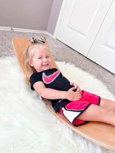 Kids Wooden Balance Board 36 Inches Natural Wood Montessori Wobble Toy
