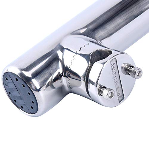 Amarine Made Stainless Clamp-On Fishing Rod Holder for Boat Rail, Adjustable Angles