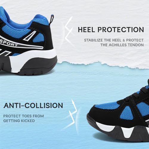 Kids Tennis Shoes Non-Slip Running Sneakers Lightweight Breathable Boys Girls 12 Little Kid / X-Black Blue
