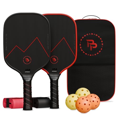 Carbon Fiber Pickleball Paddle Set with 4 Balls & Carry Bag – USAPA Approved, T700 Core