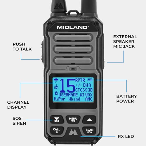Midland GXT67 PRO 5W GMRS Two-Way Radio - 1 Pack, Long Range, Waterproof