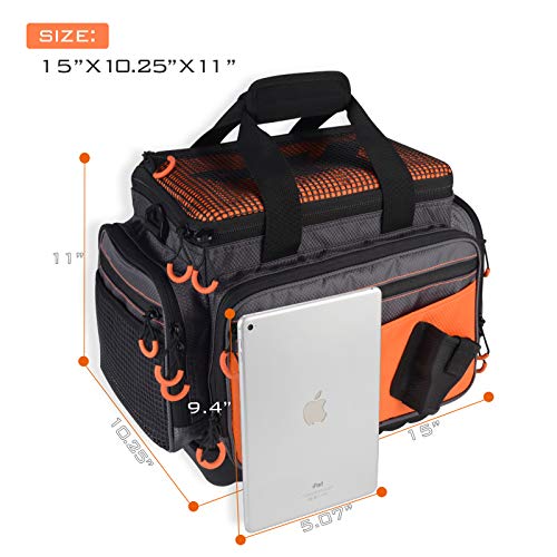 KastKing A1 Hoss Medium Tackle Bag 15x11x10.25in Orange Saltwater-Resistant