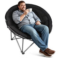 Oversized XXL Folding Camping Chair Black - Heavy Duty Outdoor Lawn Seat for Adults