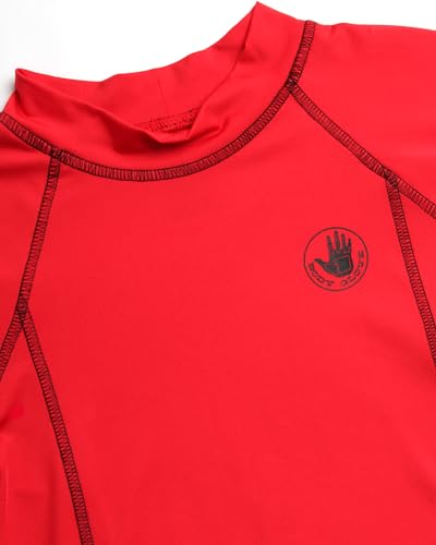 Boys Rash Guard Shirt UPF 50+ Long Sleeve Swim Top - Red - Size 10