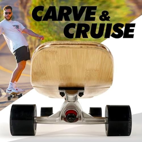 Magneto Retro Surf 44-Inch Kicktail Cruiser Longboard Skateboard - Bamboo & Maple Deck