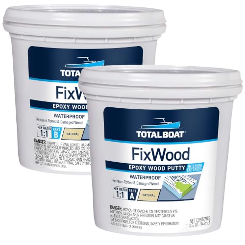Marine Grade Epoxy Putty for Wood Repair - 2-Quart Kit - Waterproof & Stainable