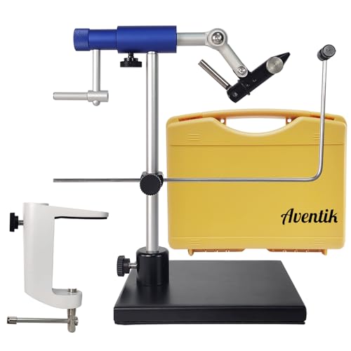 Aventik TrueGrip Fly Tying Vise with Clamp & Base - Blue, 360° Rotary, Adjustable Tension