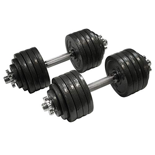 CAP Adjustable Cast Iron Dumbbell Weight Set 105 LB Pair with Knurled Handles
