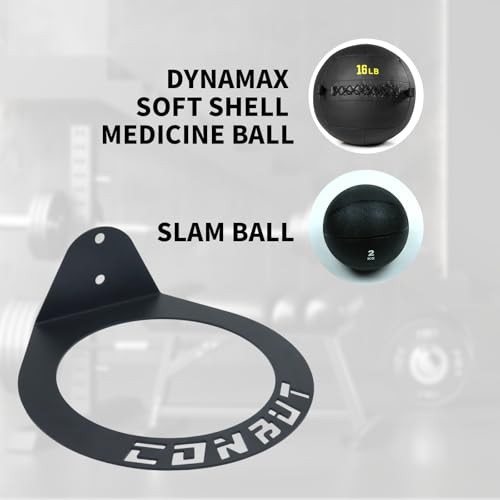 CONBUT Black Wall Mount Medicine Ball Rack for 14-Inch Exercise Balls - 3 Pack