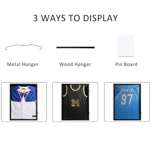 Large Lockable Jersey Display Case 2 Pack - Black Shadow Box with Anti-Fade Acrylic
