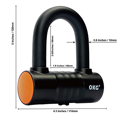 OKG Heavy Duty Chain Lock Kit - 4 ft x 1/2 inch (12mm) Security Chain & U Lock for Motorcycle, Moped, ATV, Trailer, E-Bike - 4 Keys