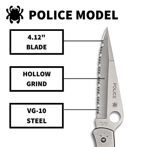 Spyderco Police Model Folding Pocket Knife Stainless Steel SpyderEdge