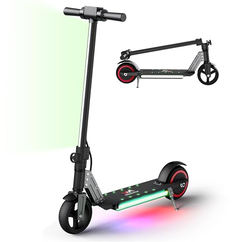 Kids Electric Scooter Black with Bright LED Lights & Dual Brakes - 150W