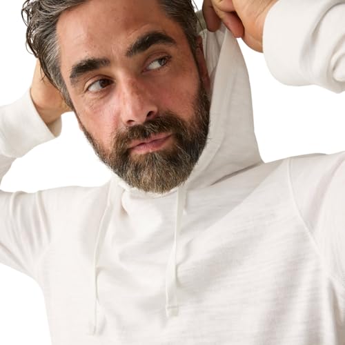 Faherty Men's Sunwashed Slub Hoodie - Medium White Casual Sweatshirt