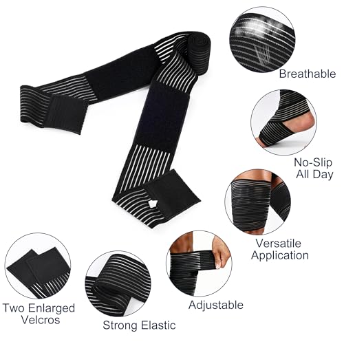 Black Adjustable Compression Wraps for Legs Swelling Relief 2 Pack