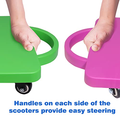 GSE Sports Indoor Gym Floor Scooter Board Set of 6 with Handles - Kids Play