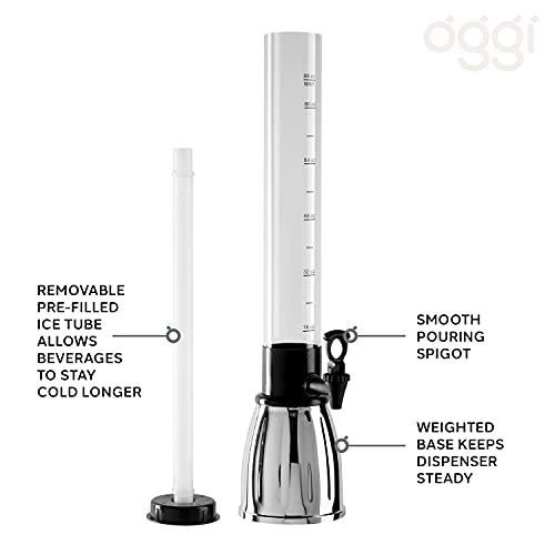 Oggi Beer Tower 88oz Stainless Steel Beverage Dispenser with Ice Tube & Spigot