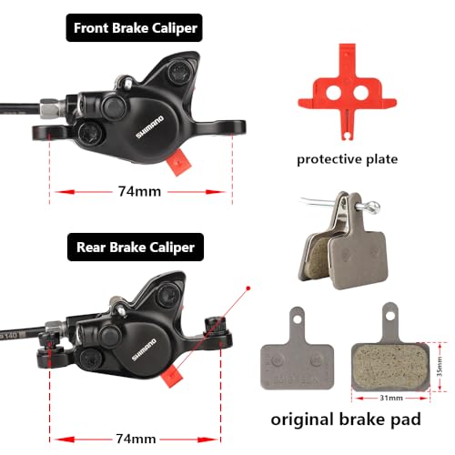 Hydraulic Disc Brake Set with RT26 180mm Rotors for Mountain Bikes - Black