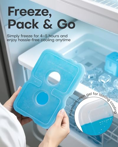 Reusable Ice Packs for Cooler and Lunch Box - Blue, 4.8 x 0.5 x 7.0 Inches (4 Pack)