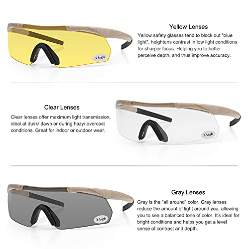 Khaki Shooting Glasses Eye Protection for Range Safety - XAegis