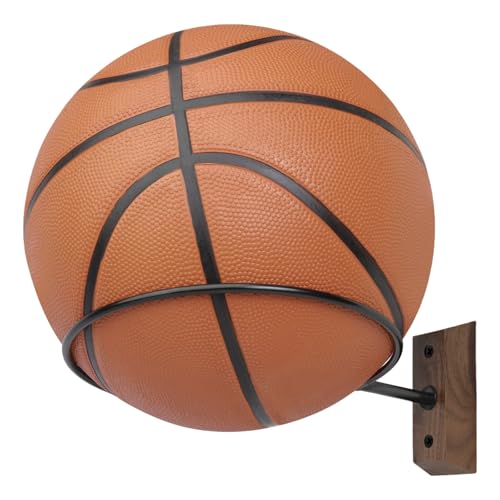 Black Walnut Basketball Wall Mount Holder - Tapered 2 Pack