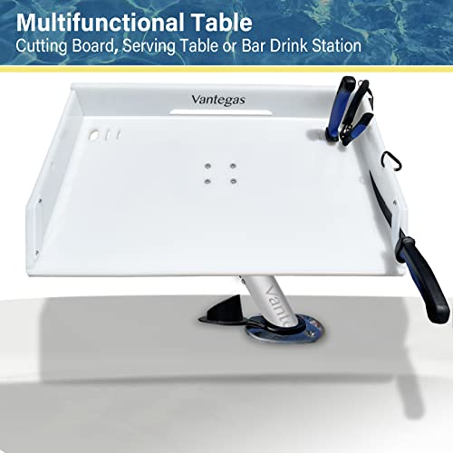 White Boat Fish Cleaning & Bait Cutting Board with Rod Holder & Tools - Marine-Grade PVC