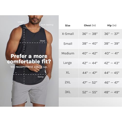 Men's Active Drop-Cut Tank Top - Medium Black, Lightweight, 4-Way Stretch