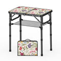 Delightful Garden Small Camping Table - Vintage French Flowers Pattern, 3-Height Folding
