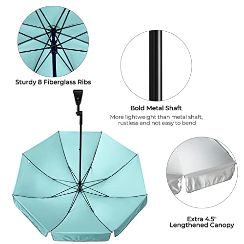 G4Free UPF 50+ Clamp-On Beach Chair Umbrella - Lake Blue