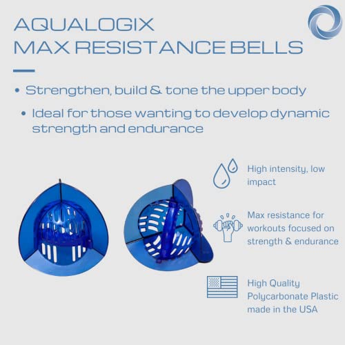 High Resistance Total Body Water Exercise Weights Set with Fins - Blue