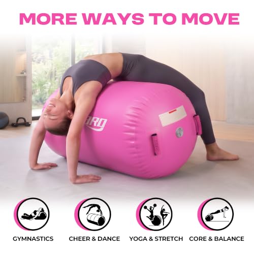 Pink 48in x 29.5in Gymnastics Air Roller with Pump - Tumbling & Cheerleading Equipment
