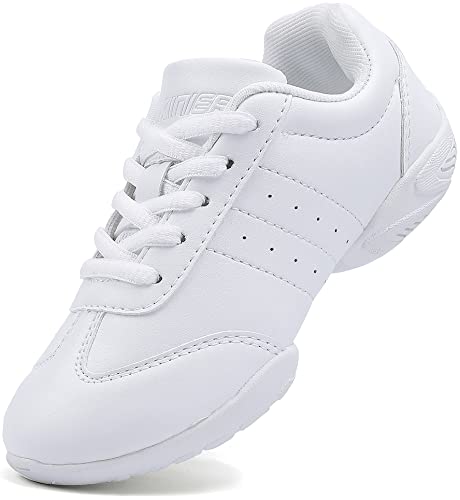 BAXINIER Girls White Cheerleading Dance Shoes - Toddler Size 9, White 6683