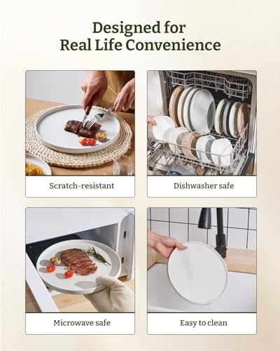 Famiware Nebula Dinnerware Set for 4 - White 12-Piece Dinner Plates, Salad Plates & Bowls