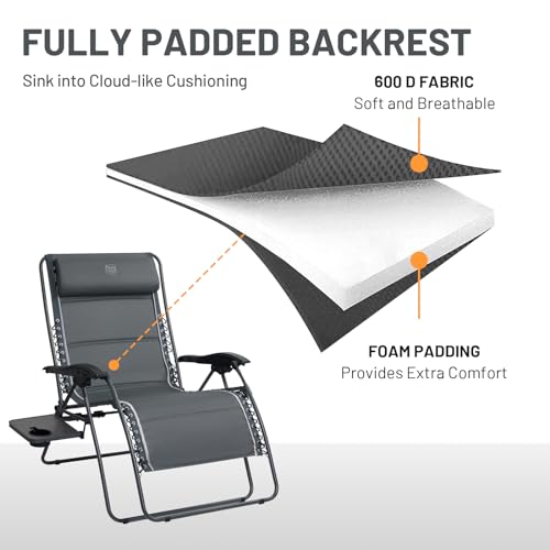 TIMBER RIDGE XXL Oversized Zero Gravity Chair Gray 33" Wide 500lb - 1 Pack