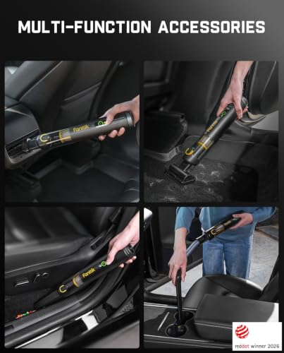 Fanttik Slim V10 APEX Cordless Car Vacuum - Black, 4-in-1 Portable Handheld Cleaner with Digital Display and 19kPa Suction