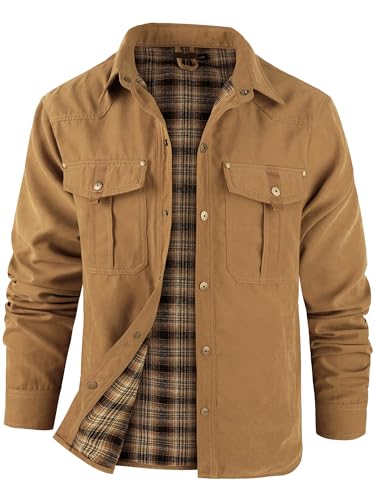 Mr.Stream Men's Yellow Plaid Cowboy Flannel Shirt Jacket L Large