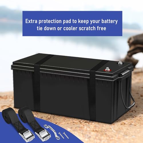 78 Inch Battery Tie Down Strap Kit with Cam Buckle and Stainless Steel Mounts - 2 Sets