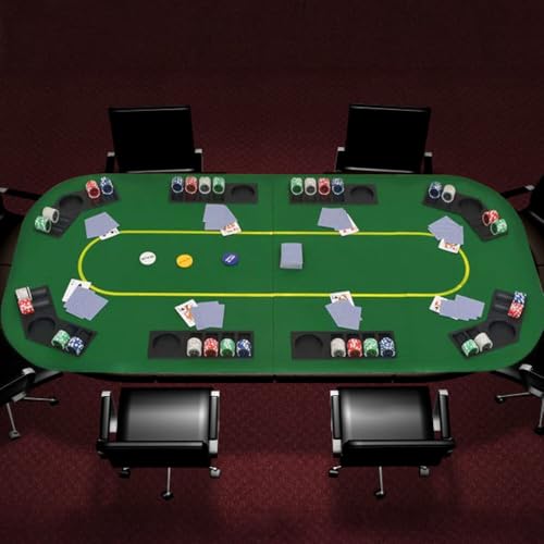 Foldable Wooden Poker Table Top with Cupholders & Chips - Green, 78.5"