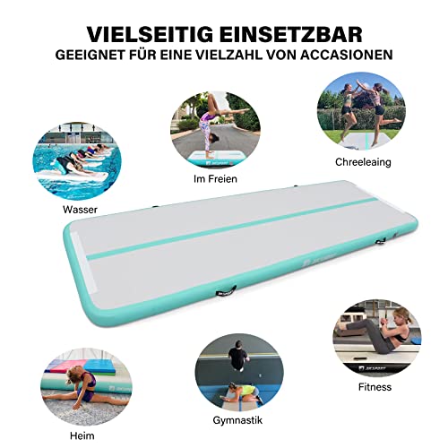 Mint Green Inflatable Gymnastics Air Mat - 6.56ft x 3.3ft x 4in Tumbling Track with Pump