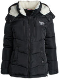 Reebok Women's Puffer Jacket with Faux Fur Hood - Midweight, Large Black