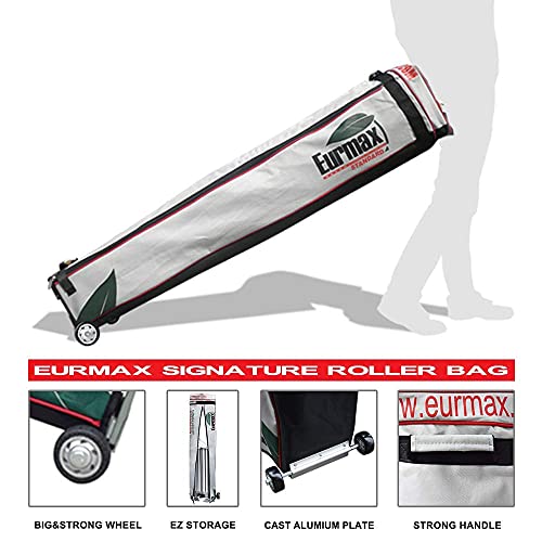 Eurmax 10x10 White Pop Up Canopy Tent with Rolling Storage Bag & Sandbags