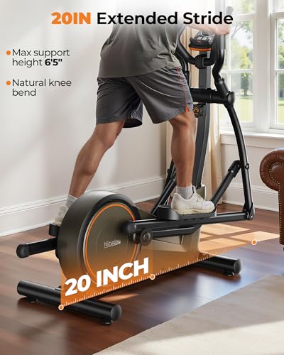 Niceday 20-Inch Extended Stride Elliptical Exercise Machine with Magnetic Resistance