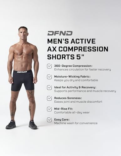 Men's Active Compression Shorts 5” Large Black - Recovery & Injury Relief