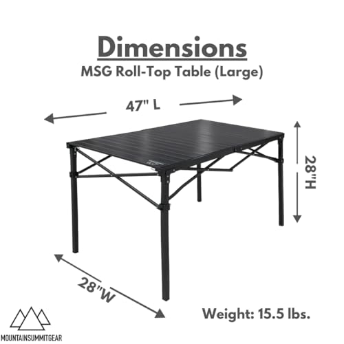 Mountain Summit Gear Heavy-Duty Large Roll-Top Camping Table - Portable Aluminum & Steel Frame