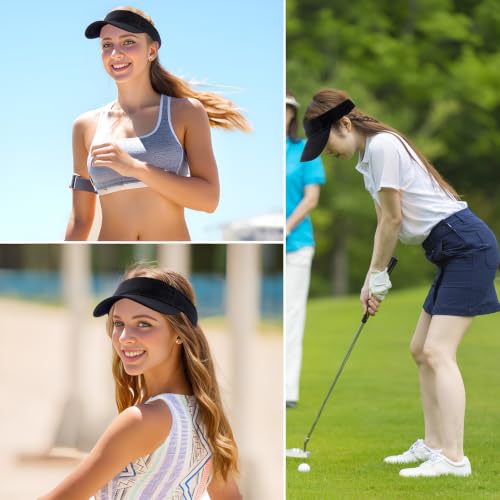 Sport Visor Hat for Women & Men - Adjustable Sun Protection Cap - 5 Pieces