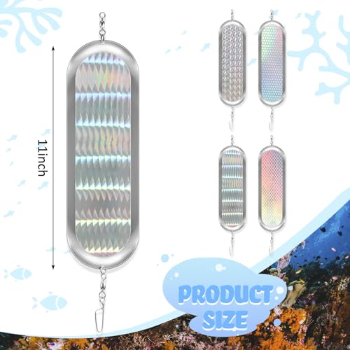 11 Inch Salmon Flasher with Rotating Motion - Classic Color, 4 Pack