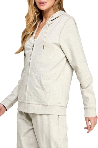 Women's Heavyweight Organic Cotton Zip Hoodie - Melange Oatmeal, Medium