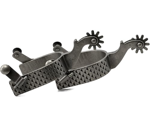 Men's Western Cowboy Spurs with Antique Silver Finish and Straps