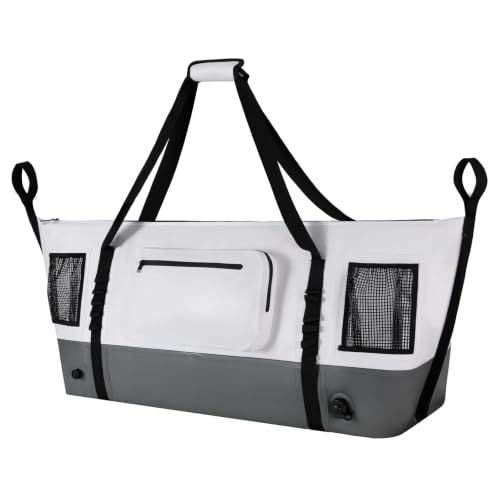 White Grey Insulated Fish Cooler Kill Bag 50x18x10 Inches Waterproof Tackle Bag