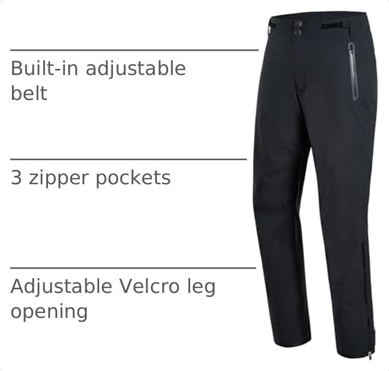 Fit Space Space Golf Rain Pants Waterproof 20K Lightweight Sporty Trousers Large Black